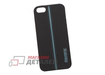 Силиконовый чехол для iPhone 5/5s/SE "REMAX" Star Series Case (черный с голубой полосой)