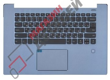 Клавиатура (топ-панель) для ноутбука Lenovo IdeaPad 530S-15IKB черная с синим топкейсом, с подсветкой