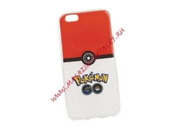 Силиконовый чехол Pokemon Go Poke Ball для Apple iPhone 6, 6S красный, белый