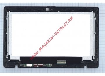 Экран в сборе (матрица + тачскрин) для Asus X200CA черный с рамкой
