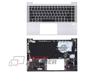 Клавиатура (топ-панель) для ноутбука HP 845 G8 черная с серым топкейсом