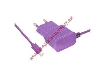 Зарядное устройство для Apple 8 pin 2.1 А фиолетовое коробка LP