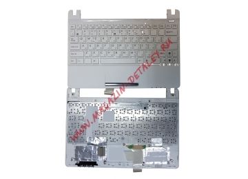 Клавиатура (топ-панель) для ноутбука Asus X101 белая с белым топкейсом