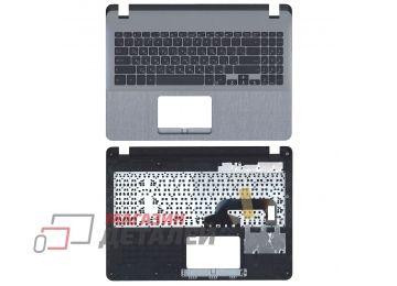 Клавиатура (топ-панель) для ноутбука Asus X507 X507U черная с серым топкейсом