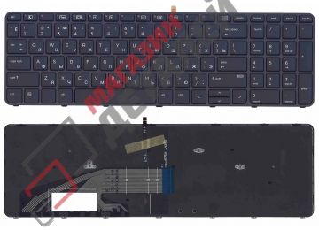 Клавиатура для ноутбука HP ProBook 450 G3 455 G3 черная с черной рамкой с подсветкой без трекпоинта