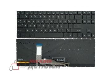 Клавиатура для ноутбука HP Omen 15-en, 15t-en, 15-ek, 15t-ek черная с подсветкой, английская раскладка