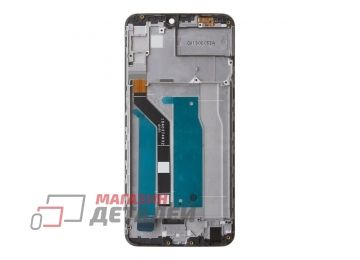 Дисплей (экран) в сборе с тачскрином для Asus ZenFone Max Pro (M2) черный с рамкой