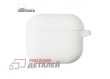 Силиконовый чехол для AirPods 3 с карабином (белый)