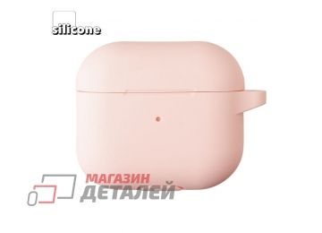 Силиконовый чехол для AirPods 3 с карабином (розовый)