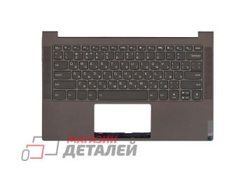 Клавиатура (топ-панель) для ноутбука Lenovo IdeaPad Yoga Slim 7-14IIL05 коричневая с коричневым топкейсом