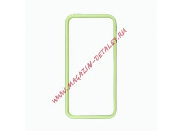 Чехол (бампер) для Apple iPhone 5, 5s, SE прозрачный с зелёной вставкой