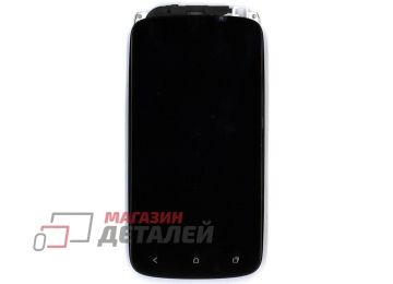 Дисплей (экран) в сборе с тачскрином для HTC One S черный с рамкой