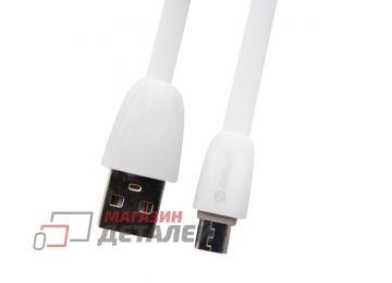 USB кабель Zetton ZTUSBFGTWEMC USB SyncCharge Flat Glossy TPE Data Cable USB – Micro USB 1м белый