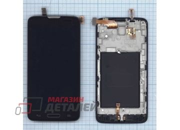 Дисплей (экран) в сборе с тачскрином для LG L90 черный с рамкой