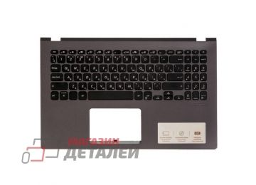 Клавиатура (топ-панель) для ноутбука Asus X545FA, X545FJ черная с серым топкейсом (с разбора)