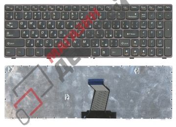 Клавиатура для ноутбука Lenovo IdeaPad B570 B580 V570 черная с бронзовой рамкой
