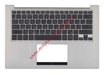 Клавиатура (топ-панель) для ноутбука ASUS UX32 UX32A UX32V черная с серебристым топкейсом