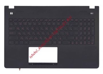 Клавиатура (топ-панель) для ноутбука Asus N56 черная с черным топкейсом