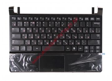 Клавиатура (топ-панель) для ноутбука Samsung N350 NP-N350 черная с черным топкейсом