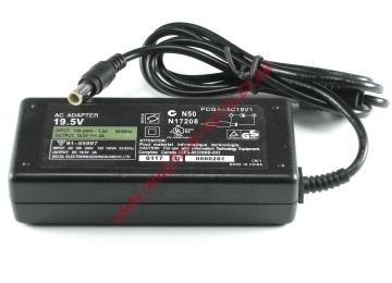 Блок питания (сетевой адаптер) для ноутбуков Sony Vaio 19.5V 3A 60W 6.5x4.4 мм с иглой черный, с сетевым кабелем