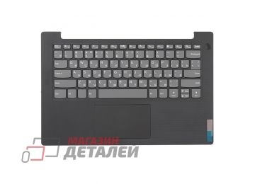 Клавиатура (топ-панель) для ноутбука Lenovo V14 G2-ITL серая с черным топкейсом