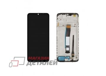 Дисплей (экран) в сборе с тачскрином для Xiaomi Redmi 10C черный с рамкой (Premium LCD)