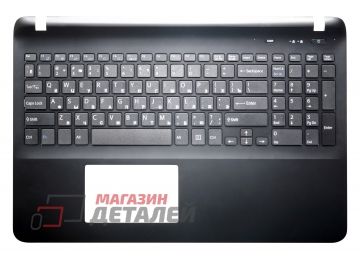 Клавиатура (топ-панель) для ноутбука Sony Vaio SVF15, FIT 15 черная с черным топкейсом