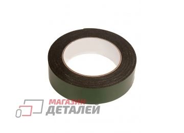 Скотч двусторонний черный вспененный с зеленой защитной лентой толщина 1мм ширина 20мм 5м
