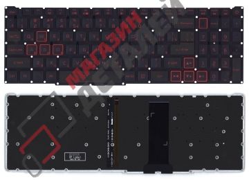 Клавиатура для ноутбука Acer Nitro 5 AN517-51 черная с красной подсветкой