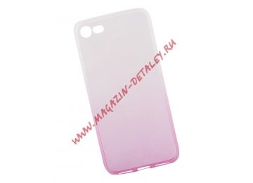 Силиконовая крышка "LP" для iPhone 7/8 (градиент прозрачный/розовый) коробка