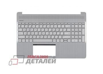 Клавиатура (топ-панель) для ноутбука HP 15s-eq1006u светло-серая со светло-серым топкейсом