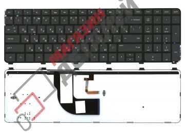 Клавиатура для ноутбука HP Pavilion DV7-7000 черная с рамкой с подсветкой