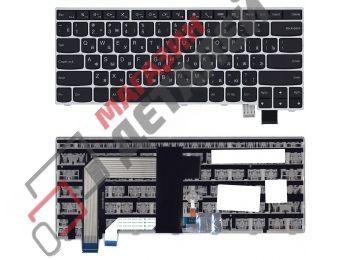 Клавиатура для ноутбука Lenovo ThinkPad T460S, T470S черная с серебристой рамкой, с трекпойнтом и подсветкой