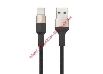 USB кабель Hoco X26 Xpress Charging Data Cable для Apple L=1М черный/золотой