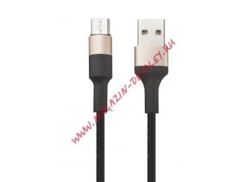 USB кабель Hoco X26 Xpress Charging Data Cable For Micro L=1М черный/золотой
