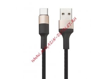 USB кабель Hoco X26 Xpress Charging Data Cable For Type-C L=1М черный/золотой