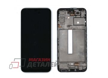 Дисплей (экран) в сборе с тачскрином для Samsung Galaxy A25 5G SM-A256E ServicePack (GH82-33214A) черный с рамкой (Premium LCD)