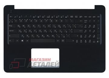 Клавиатура (топ-панель) для ноутбука ноутбука Asus E502NA черная с темно-синим топкейсом
