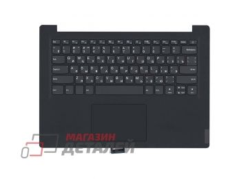 Клавиатура (топ-панель) для ноутбука Lenovo V14-IIL черная с черным топкейсом