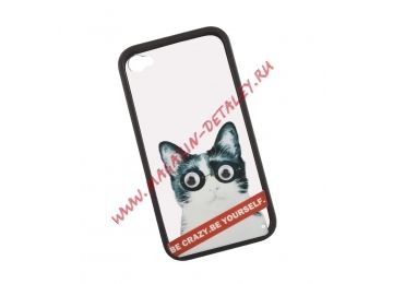 Защитная крышка для iPhone 4/4S "Be Crazy. Be Yourself" Кот Барсик (коробка)