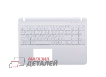 Клавиатура (топ-панель) для ноутбука Sony FIT 15 SVF15 белая с белым топкейсом и подсветкой