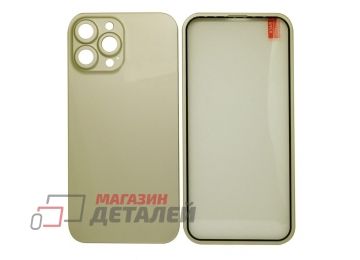 Защита 360° стекло + чехол для iPhone 13 Pro Max (золотистый)