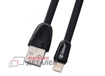 Кабель Zetton USB SyncCharge Flat Glossy TPE Data Cable USB <-> Lightning черный (ZTUSBFGTBKA8)