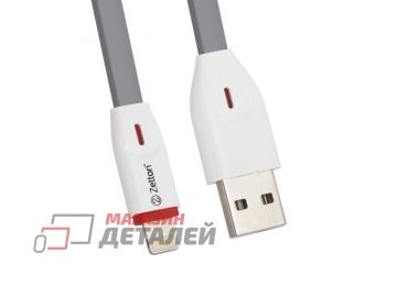 Кабель Zetton USB SyncCharge Flat Slim TPE Data Cable USB <-> Lightning серый (ZTUSBFSTGYA8)