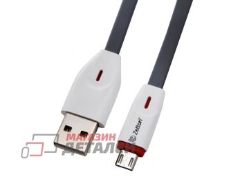 Кабель Zetton USB SyncCharge Flat Slim TPE Data Cable USB <-> Micro USB серый (ZTUSBFSTGYMC)