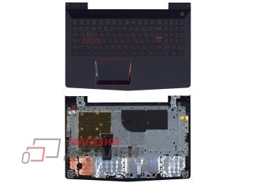 Клавиатура (топ-панель) для ноутбука Lenovo Legion Y520 Y520-15IKB черная с черным топкейсом (с разбора)