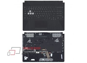 Клавиатура (топ-панель) для ноутбука Asus TUF Gaming F15 FX506 черная с черным топкейсом