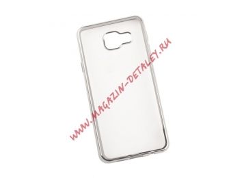 Силиконовый чехол LP для Samsung Galaxy A3 2016 прозрачный с серебряной хром рамкой TPU