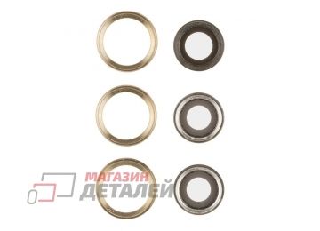 Стекло камеры для iPhone 12 Pro Max (золото) в сборе (комплект 3 шт) Premium