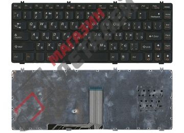 Клавиатура для ноутбука Lenovo Y470 черная с черной рамкой